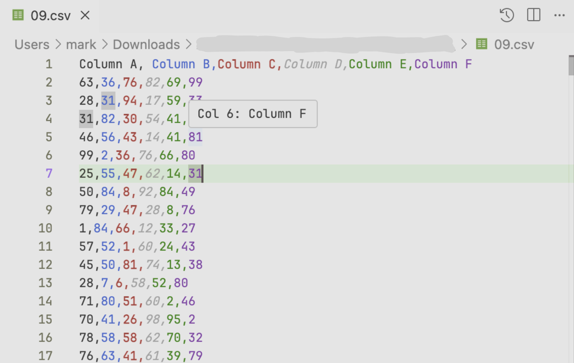 Rainbow CSV Example