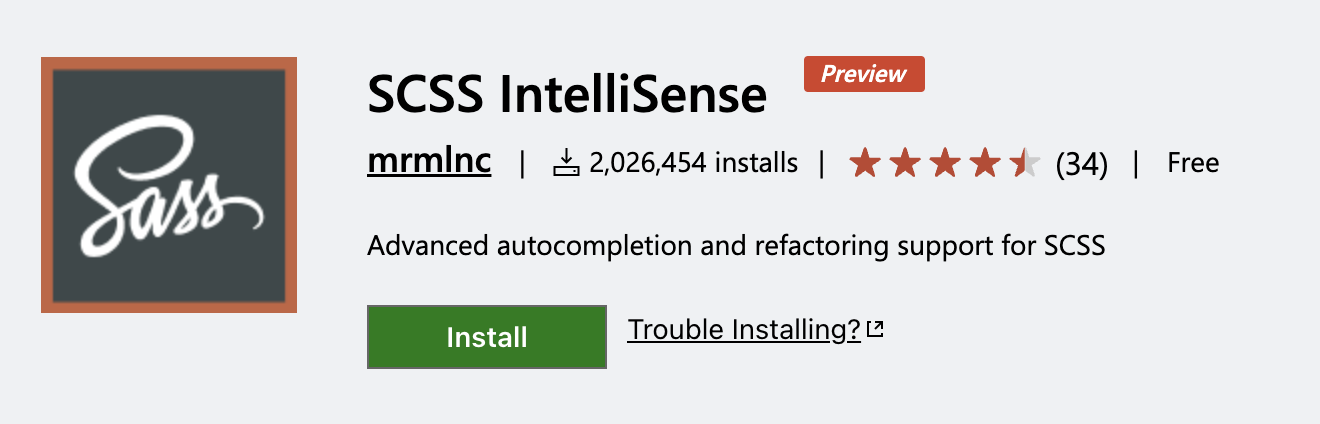 SCSS IntelliSense