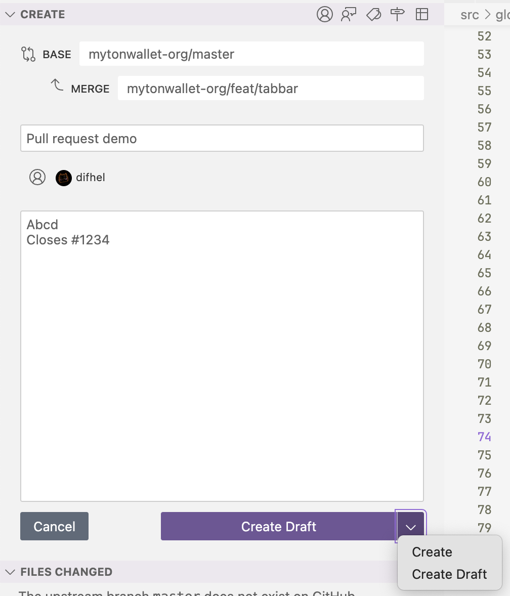GitHub Pull Requests Example
